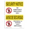 Signmission OSHA Security Sign, 7" Height, 10" Width, Rigid Plastic, No Admittance Bilingual, Landscape OS-SN-P-710-L-11567 - alternate 1